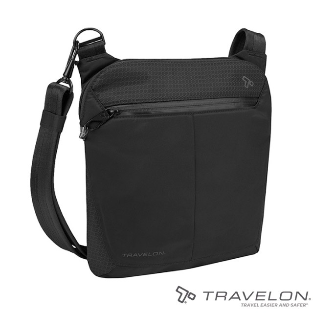【Travelon】Active 防盜小斜肩包(25X23X4cm)單肩包.護照/RFID防個資/TL-43126 黑✿30E010